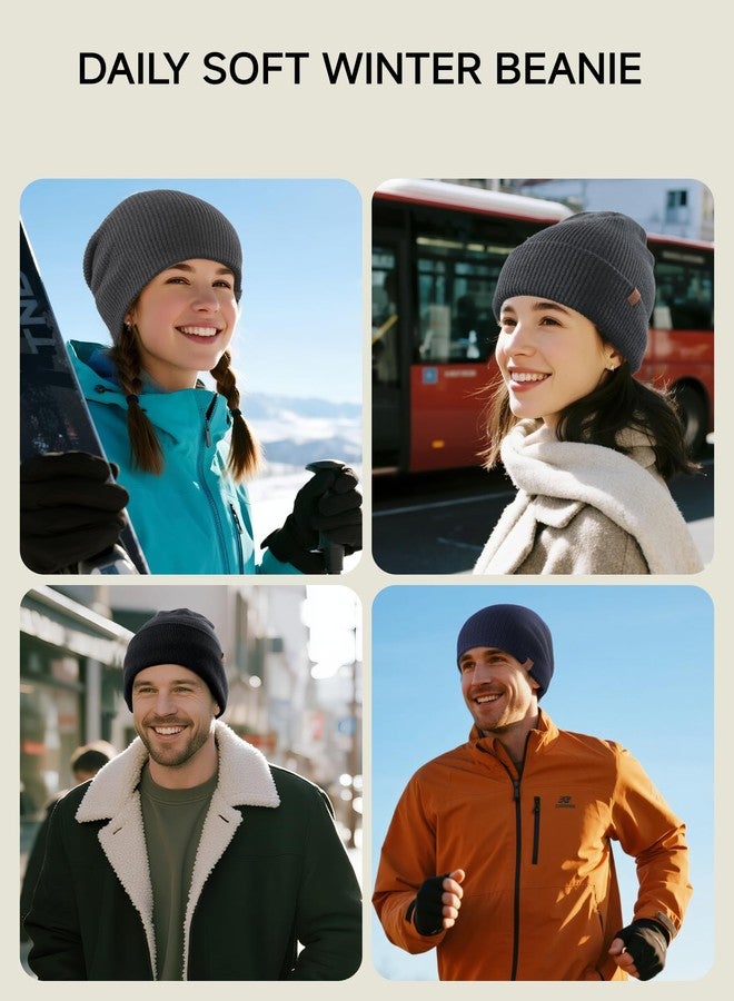 TRENDOUX Beanie for Men Women Merino Wool Knit Warm Winter Hat Soft Unisex Stocking Cap Black - Image 5